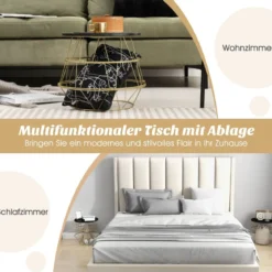 Beistelltisch mit Abnehmbarer Tischplatte & Stauraum 40 x 40 x 38 cm Schwarz + Gold
