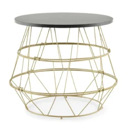 Beistelltisch mit Abnehmbarer Tischplatte & Stauraum 40 x 40 x 38 cm Schwarz + Gold