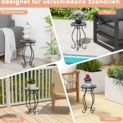 Beistelltisch Mosaiktisch Rund Mosaik Gartentisch Bistrotisch ∅30 x 50 cm