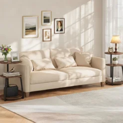Beistelltisch Nachttisch Rund mit 3 Ebenen Gesamtbelastbarkeit von bis zu 40 kg 42,5 x 42,5 x 61 cm Braun