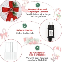 Beleuchteter Rentierschlitten mit 215 Warmweißen Glühbirnen Weihnachtsschlitten Festdekoration
