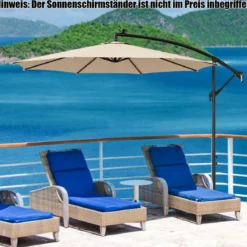 Beleuchteter Sonnenschirm mit 112 LED-Leuchten Solarbetriebener Terrassenschirm Beige