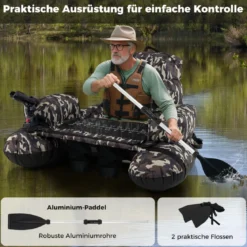 Belly Boat mit Schultergurten & Handpumpe & Paddel & Rutenhalter Belly Boot Angelboot Grün
