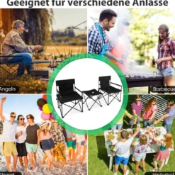 Übergroße Campingstühle mit Tisch & 2 Getränkehaltern & Aufbewahrungstasche Klappstühle