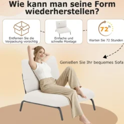 Übergroßer Akzentstuhl mit Extra Breitem & Tiefem Sitz Polsterstuhl Belastbar bis 250 kg Beige