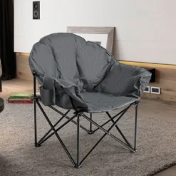 Übergroßer Campingstuhl mit Getränkehalter & Hoher Rückenlehne Faltbares Campingsofa Belastbarkeit bis 200 KG