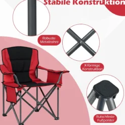 Übergroßer Campingstuhl Tragbarer Klappstuhl mit Reißverschluss-Kühltasche & Getränkehalter