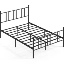 Bettgestell 140 x 200cm Queen-Size Bettrahmen aus Metall bis zu 300 kg Belastbar Schwarz