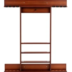 Billard-Pool-Queue-Rack Wandbefestigter Billardstockhalter für 8 Queues 15 Billardkugeln Braun