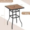 Bistrotisch mit Schirmloch & Tischplatte in Holzoptik Gartentisch Quadratischer Balkontisch