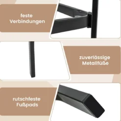 Bistrotisch mit Schirmloch & Tischplatte in Holzoptik Gartentisch Quadratischer Balkontisch