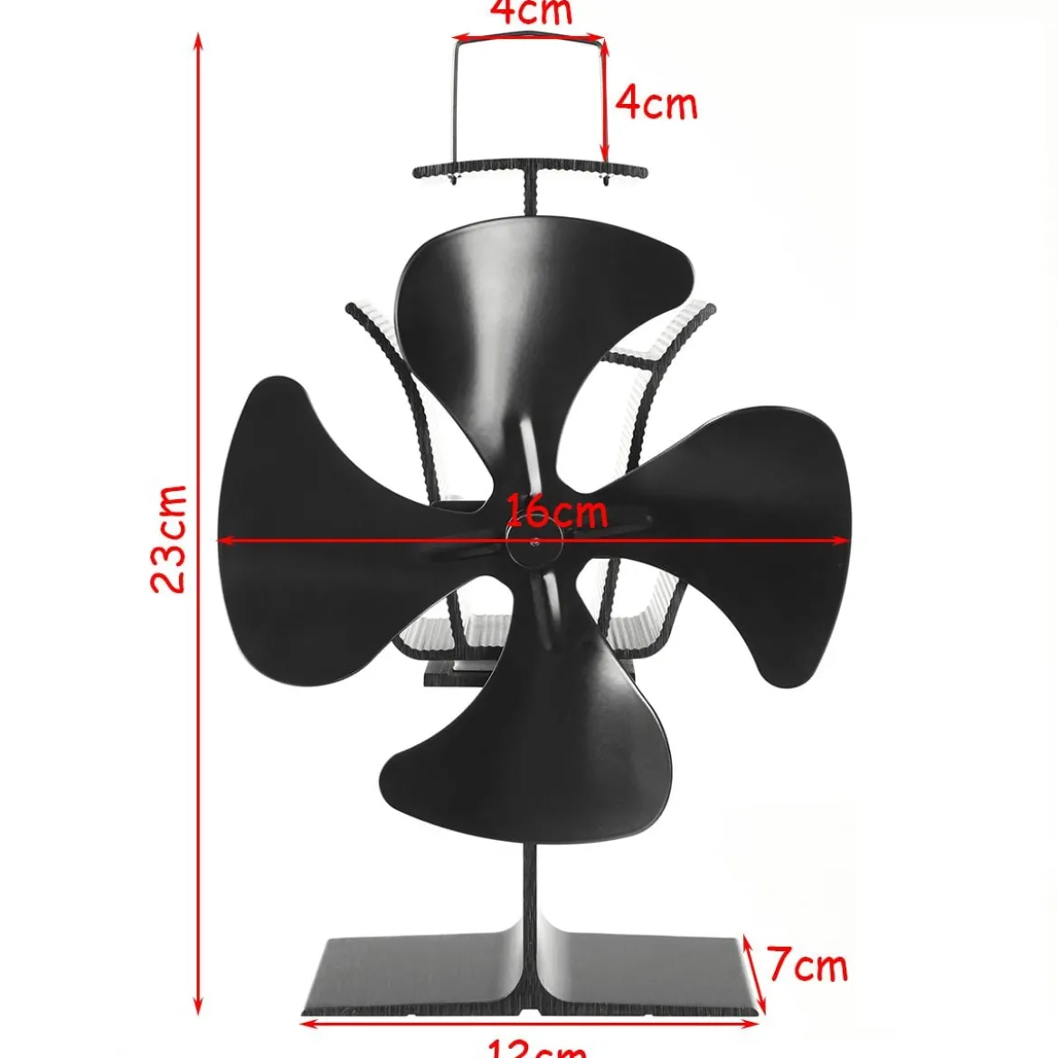 4 Blätter Schwarz Ofenventilator Kaminlüfter Ventilator mit USB