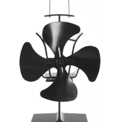 4 Blätter Schwarz Ofenventilator Kaminlüfter Ventilator mit USB