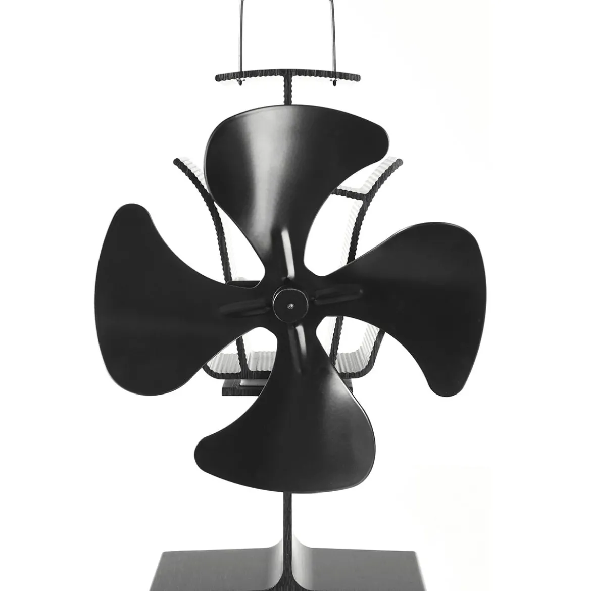 4 Blätter Schwarz Ofenventilator Kaminlüfter Ventilator mit USB
