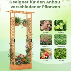 Blumenkasten mit Rankgitter Pflanzkasten mit Rankhilfe & Hängendem Dach Sichtschutz Orange