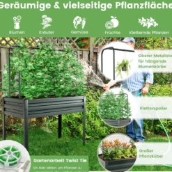 Blumenkasten mit Rankgitter Pflanzkasten für Kletterpflanzen Hochbeet mit Spalier 40 x 40 x 122 cm