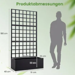Blumenkasten mit Rankgitter Pflanzkübel mit Sichtschutz 180cm Pflanzkasten mit Spalier