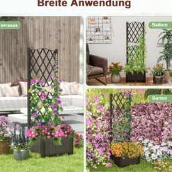 Blumenkasten mit Rankgitter Pflanzkasten für Kletterpflanzen Hochbeet mit Spalier 40 x 40 x 122 cm Braun