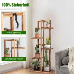 Blumenregal 5-Stöckiger Holz-Pflanzenständer 50 x 21 x 103 cm Braun