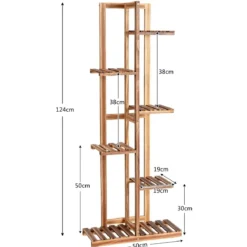Blumenregal 6-Stöckiger Holz-Pflanzenständer 50 x 21 x 124 cm Braun