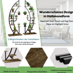 Blumenregal 6-Stufiger Metall-Pflanzenständer in Halbmondform (2 Stück)