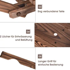 Blumenwagen Holz Pflanzwagen mit 4 Rädern Blumenkarre 120 x 43x 53,5 cm Braun