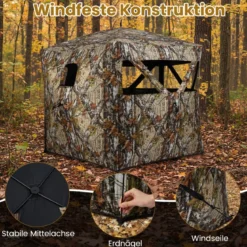 Boden-Blind Tragbares Jagdzelt für 4 Personen mit Geräuschfreien Fenstern Popup-Tarnzelt