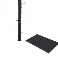 Bodenelement für Solardusche WPC + 35L Solardusche mit Handbrause inkl. Abdeckung Set