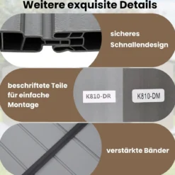 Bodenplatte für Geräteschuppen 343 cm x 215 cm Gartenhaus-Fundament mit rutschfester Oberfläche