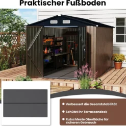 Bodenplatte für Geräteschuppen 343 cm x 215 cm Gartenhaus-Fundament mit rutschfester Oberfläche