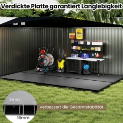 Bodenplatte für Geräteschuppen 343 cm x 215 cm Gartenhaus-Fundament mit rutschfester Oberfläche