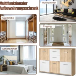 Bodenschrank mit großem Fassungsvermögen 2 Schubladen und 5 Türen bequeme Griffe und rutschfeste Untersetzer hölzerner Lagerschrank