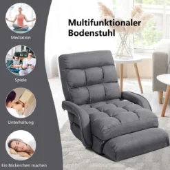 Bodenstuhl mit Schlaffunktion & Verstellbarer Rückenlehne Gepolstertes Bodensofa Klappsofa