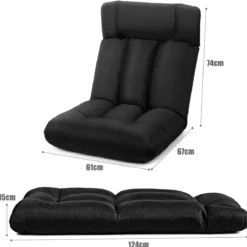 Bodenstuhl Tatami Schlafsessel Bodensessel Relaxsessel Sofastuhl Liegenfunktion Schwarz