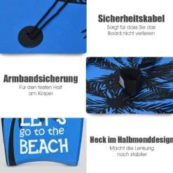 Bodyboard leichtgewichtig Schwimmbrett für den Strand für Kinder & Erwachsene 106cm Blau