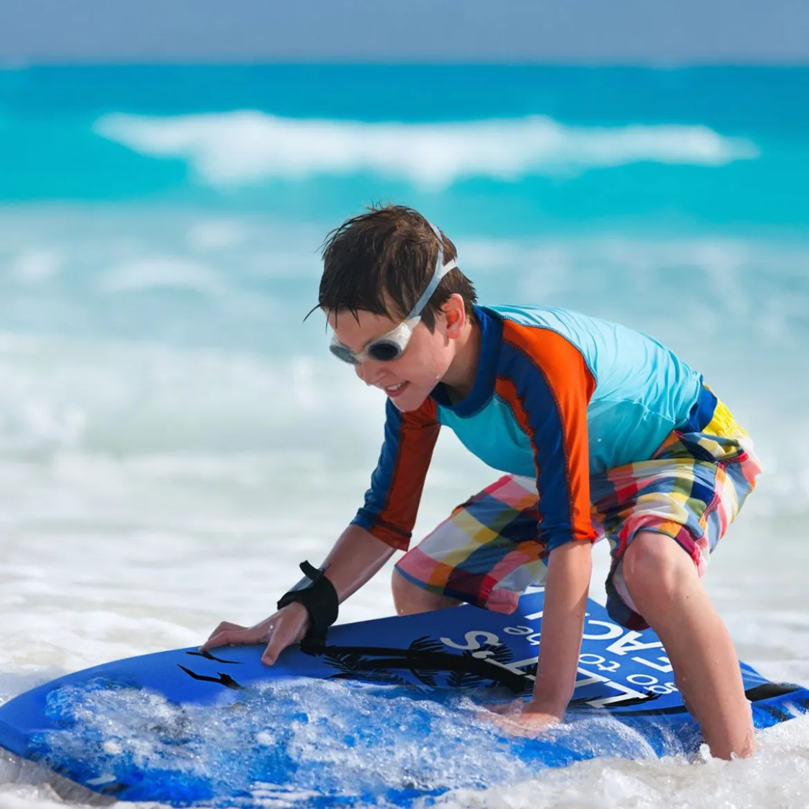 Bodyboard leichtgewichtig Schwimmbrett für den Strand für Kinder & Erwachsene 106cm Blau