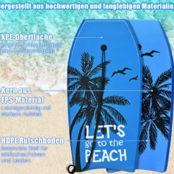 Bodyboard leichtgewichtig Schwimmbrett für den Strand für Kinder & Erwachsene 106cm Blau