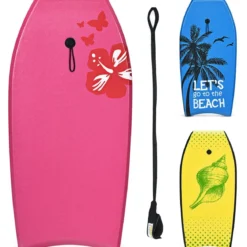 Bodyboard leichtgewichtig Schwimmbrett mit EPS-Kern & XPE Oberfläche für den Strand für Kinder & Erwachsene 94cm/106cm Rosa
