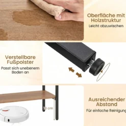 Boho Konsolentisch mit 2 Fächern & Offene Ablage Schmaler Flurtisch Blastbar bis 90 kg Natur