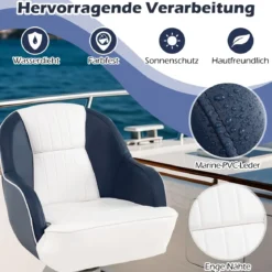 Bootssitz Bootsstuhl mit dicker Schaumstoffpolsterung wasserbeständigem PVC-Leder55 x 41 x 50 cm