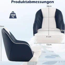 Bootssitz Bootsstuhl mit dicker Schaumstoffpolsterung wasserbeständigem PVC-Leder55 x 41 x 50 cm
