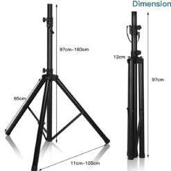 Boxenständer 97 - 183 cm Höhenverstellbarer Lautsprecherständer Schwarz