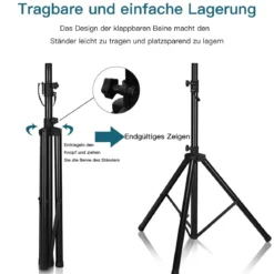 Boxenständer 97 - 183 cm Höhenverstellbarer Lautsprecherständer Schwarz