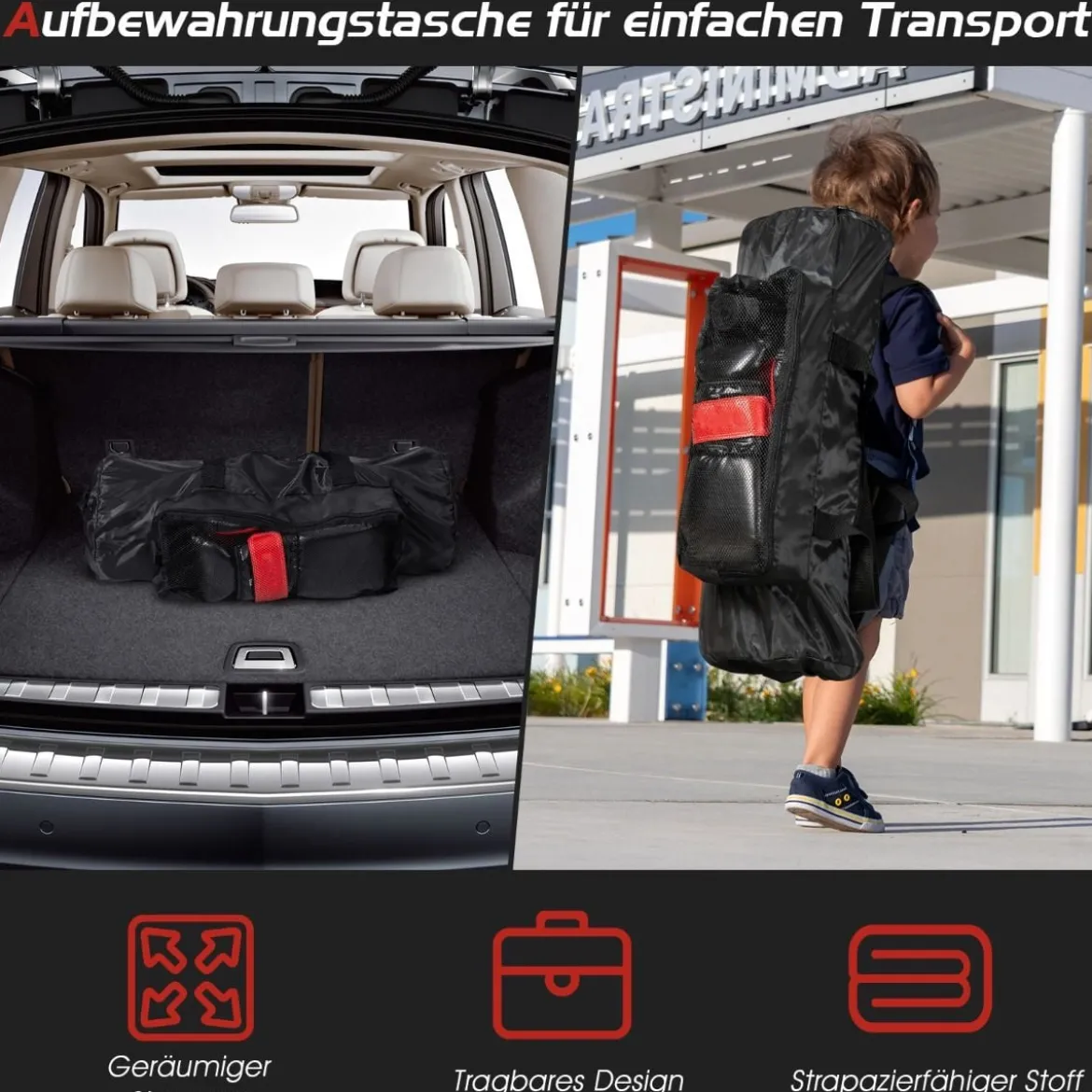 Boxsack Set mit 8oz Boxhandschuhen Handschlaufen Tasche Punchingsack für Kinder und Erwachsene Schwarz + Rot