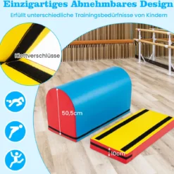 Briefkasten-Turnmatte Gymnastik-Sprungkasten mit abnehmbarem Mattenauflage Blau + Rot
