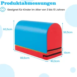 Briefkasten-Turnmatte Gymnastik-Sprungkasten mit abnehmbarem Mattenauflage Blau + Rot