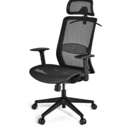 Bürostuhl auf Rollen Ergonomischer Netz Bürostuhl Gamingstuhl 68 x 68 x 114,5-124,5 cm Schwarz