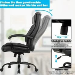 Bürostuhl Chefsessel Höhenverstellbarer Computerstuhl 360 ° drehbar belastbar bis 220kg