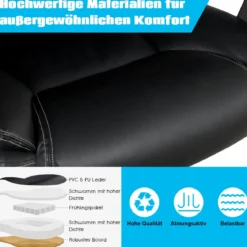 Bürostuhl Chefsessel Höhenverstellbarer Computerstuhl 360 ° drehbar belastbar bis 220kg