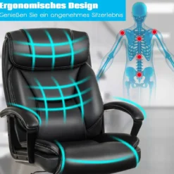 Bürostuhl Chefsessel Höhenverstellbarer Computerstuhl 360 ° drehbar belastbar bis 220kg